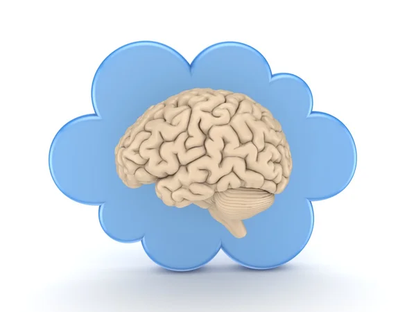 Cerveau humain et symbole du cloud computing . — Photo