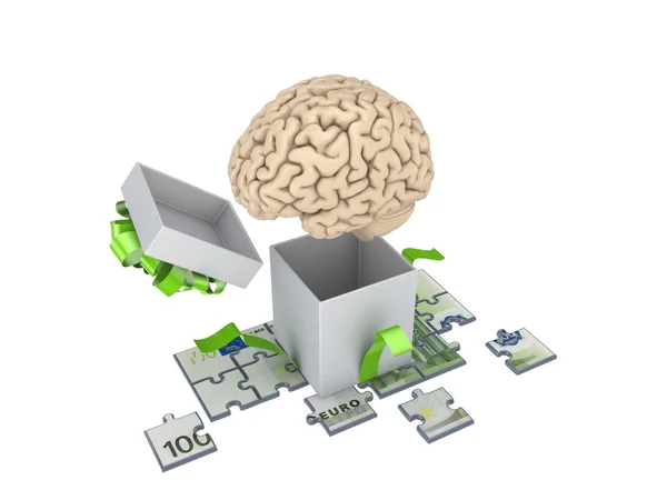 Cerebro humano y euro . — Foto de Stock