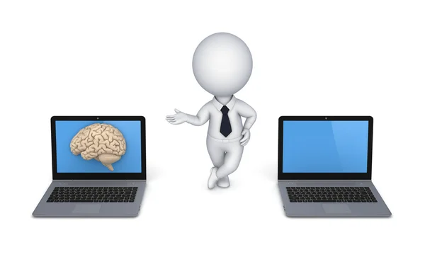 Human brain on a screen of laptop. — Stock Photo, Image