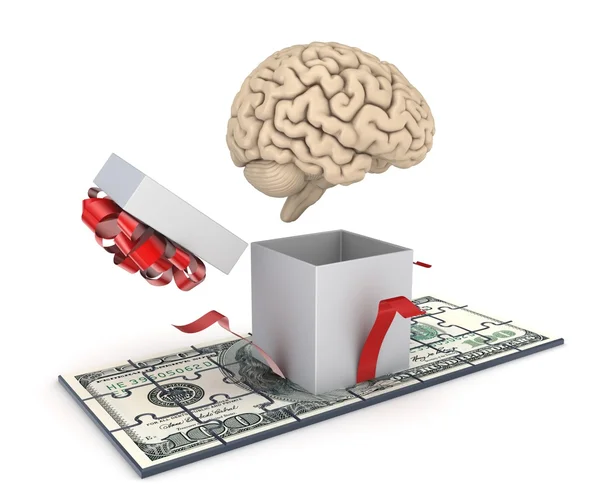 Insan beyni ve Doları banknot — Stok fotoğraf