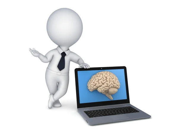 Human brain on a screen of laptop. — Stock Photo, Image