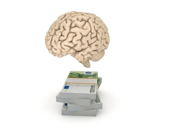 人間の脳とユーロのパック. — ストック写真