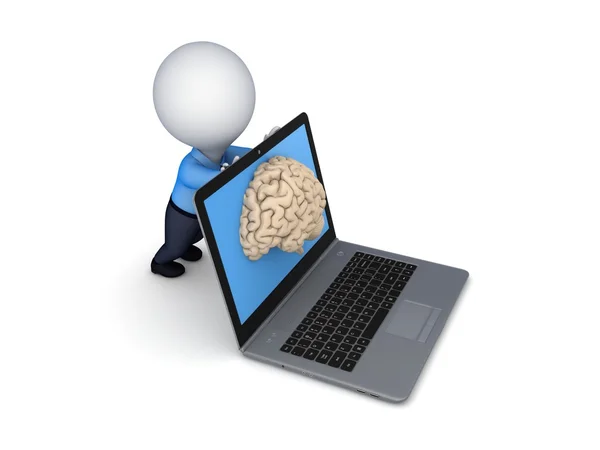 Human brain on a screen of laptop. — Stock Photo, Image