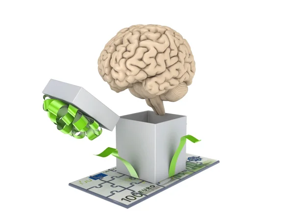 Cerebro humano y euro . — Foto de Stock