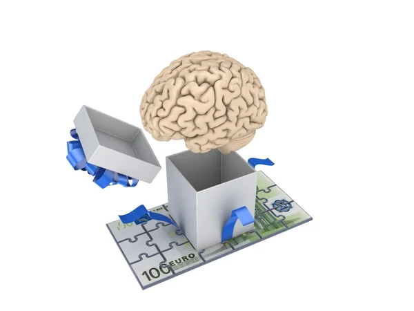 Cerebro humano y euro . —  Fotos de Stock