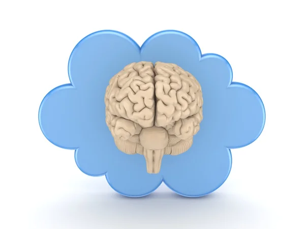 Cerveau humain et symbole du cloud computing . — Photo