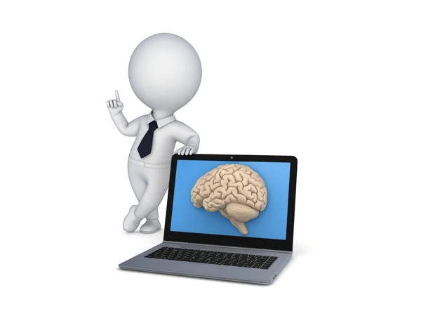 Human brain on a screen of laptop. — Stock Photo, Image