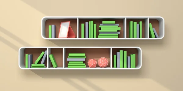 3D gerenderte Bücherregale. — Stockfoto