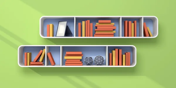 3d rendered bookshelves. — Stock Photo, Image