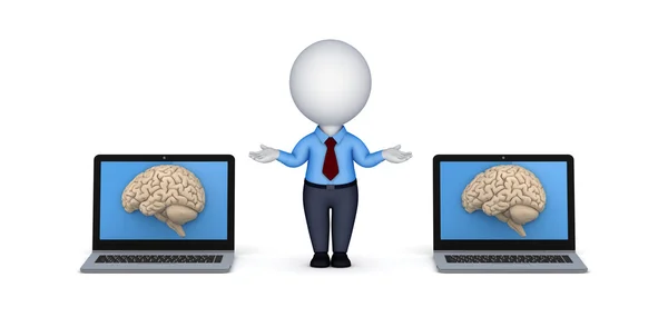 Human brain on a screen of laptop. — Stock Photo, Image