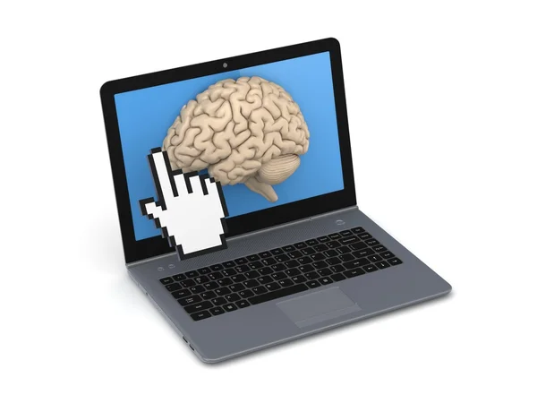 Cerveau humain sur un écran d'ordinateur portable . — Photo