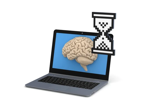 Human brain on a screen of laptop. — Stock Photo, Image