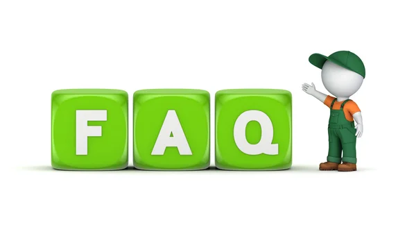 3D person with a word FAQ. — Stock Photo, Image