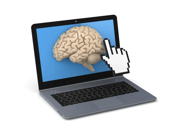 Human brain on a screen of laptop. — Stock Photo, Image