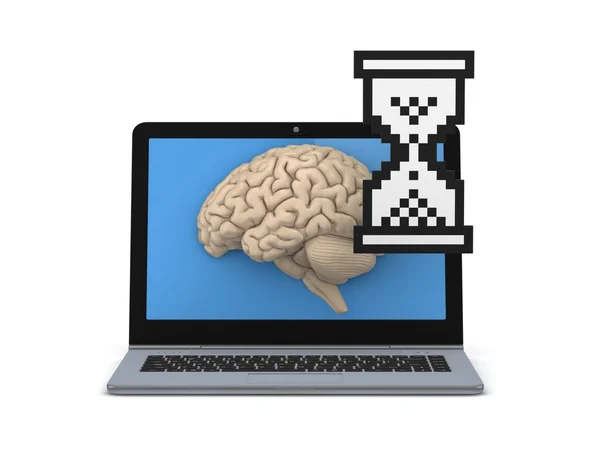 Human brain on a screen of laptop. — Stock Photo, Image