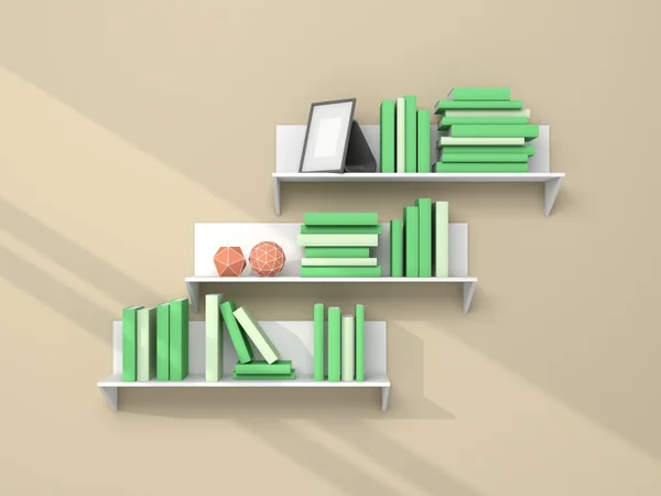 3D-gerenderde moderne boekenplank. — Stockfoto