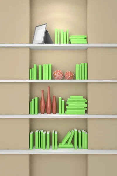 3D utsmält modern bokhylla. — Stockfoto