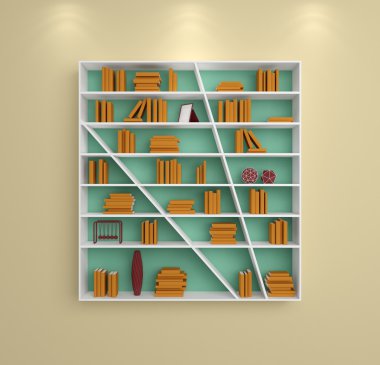 3D render kitap rafı.