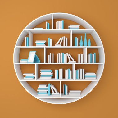 3D render kitap rafı.