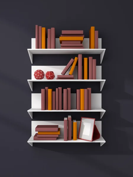 3D надані книжкові полиці . — стокове фото