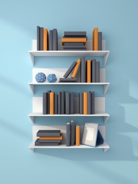 3D render kitap rafı.
