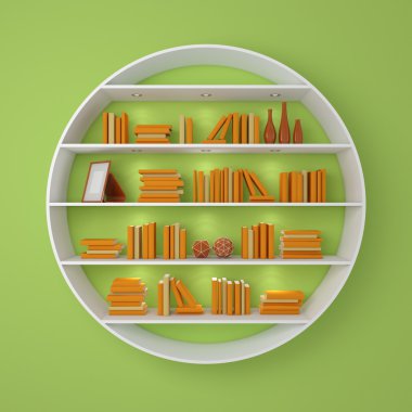 3D render kitap rafı.