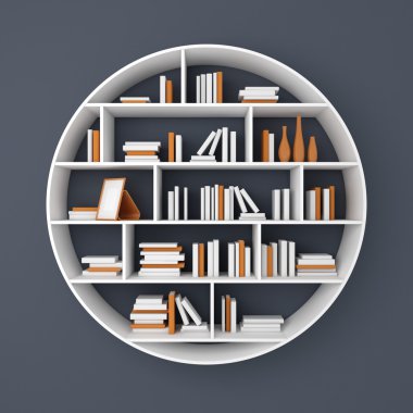 3D render kitap rafı.