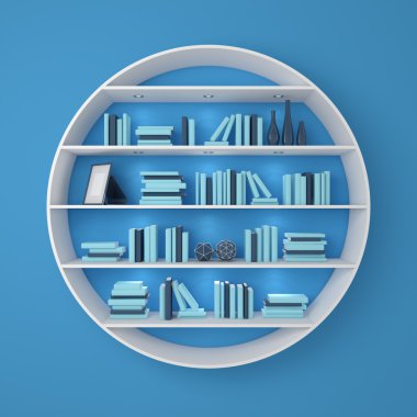3D render kitap rafı.