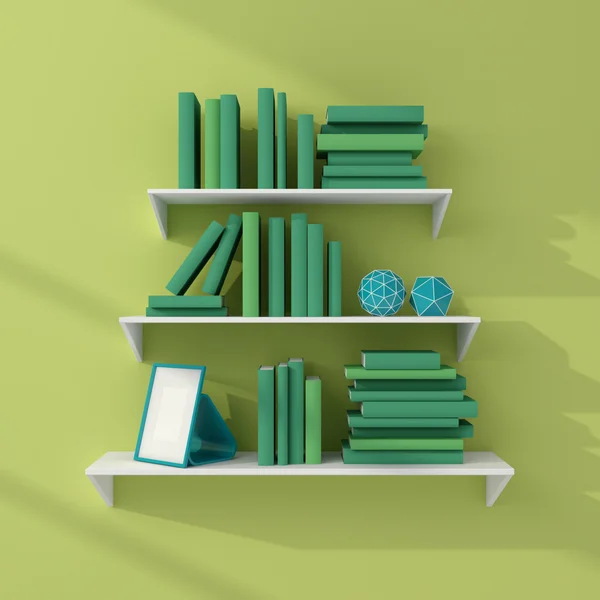3D надані книжкові полиці . — стокове фото