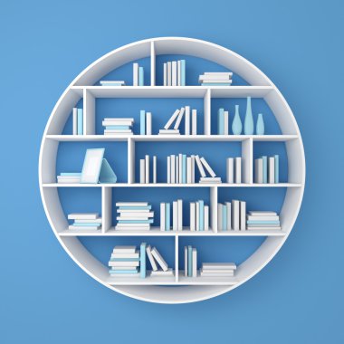 3D render kitap rafı.