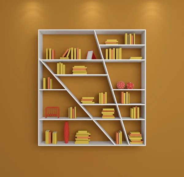 3D-gerenderde boekenkasten. — Stockfoto