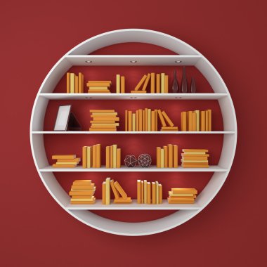 3D render kitap rafı.