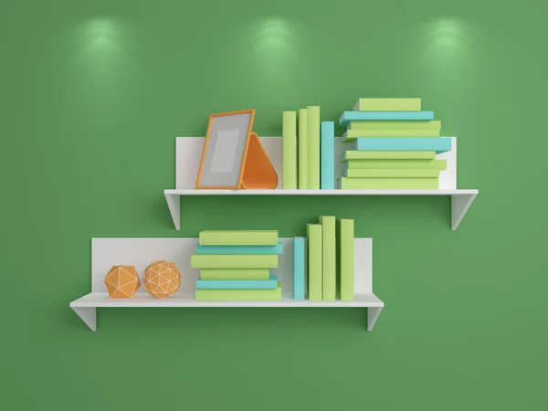 3d rendered bookshelves. — Stock Photo, Image