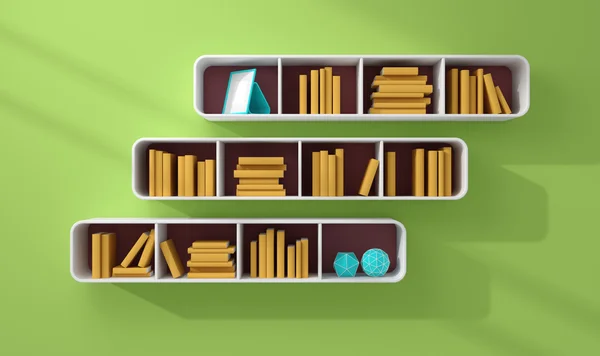 3d rendered bookshelves. — Stock Photo, Image