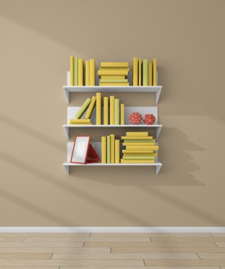 3D render kitap rafı.