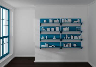 3D render kitap rafı.