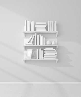 3D render kitap rafı.