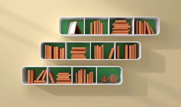 3d rendered bookshelves. — Stock Photo, Image