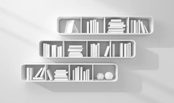 3D gerenderte Bücherregale. — Stockfoto