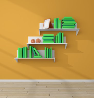 3D render kitap rafı.
