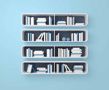 3D render kitap rafı.