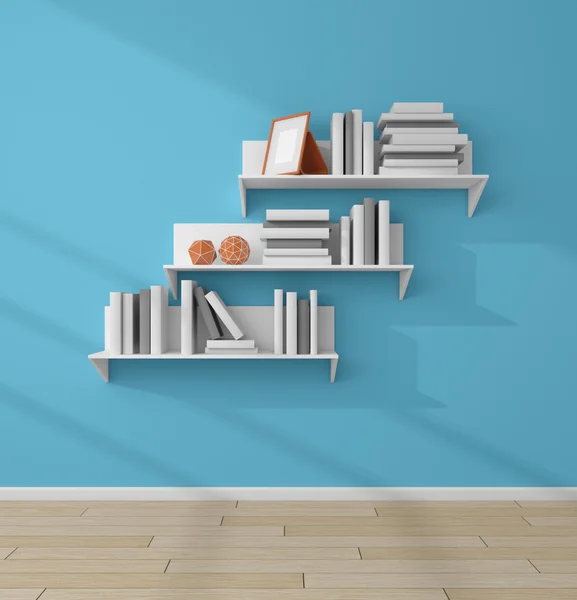 3d rendered bookshelves. — Stock Photo, Image