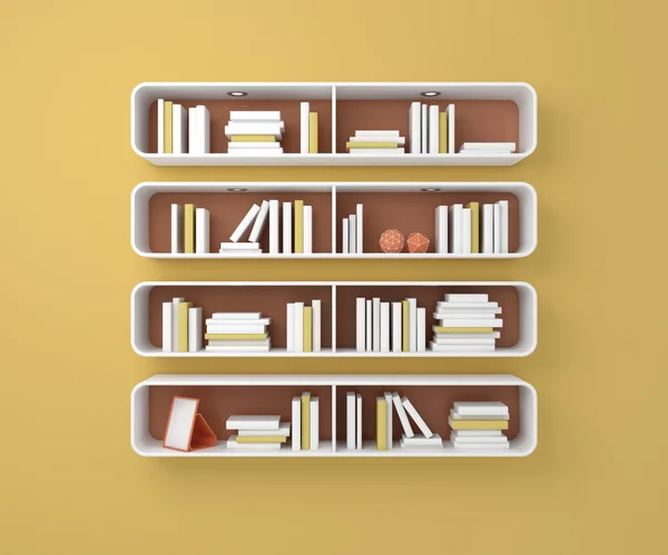 3D gerenderte Bücherregale. — Stockfoto