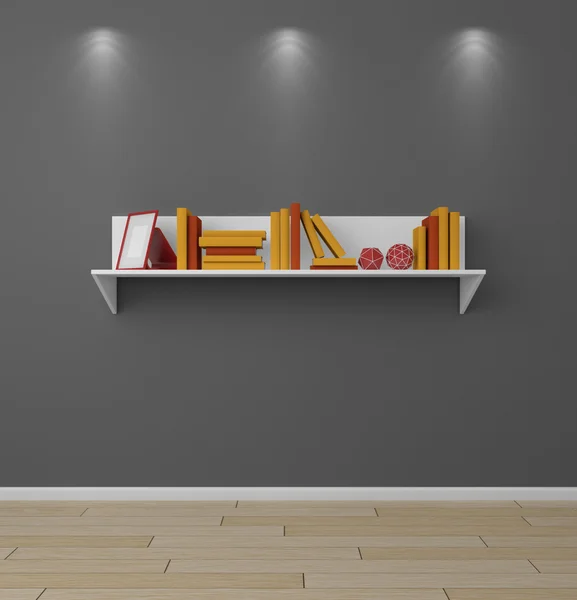 3D render bookshelf. — Stok fotoğraf