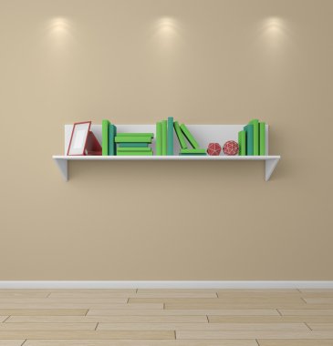 3D render bookshelf.