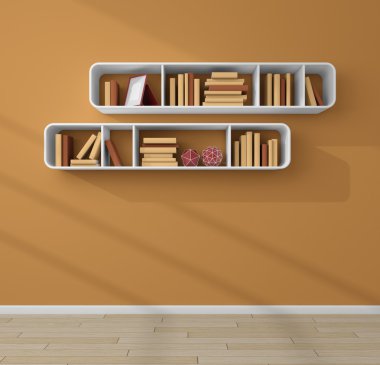3D render kitap rafı.