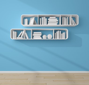3D render kitap rafı.