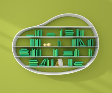3D render kitap rafı.