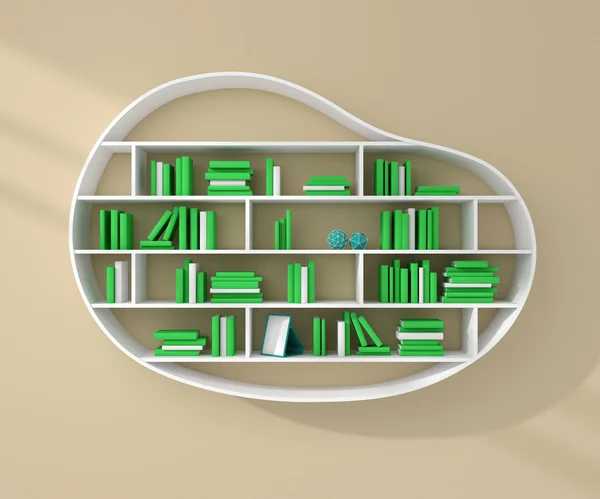 3D gerenderte Bücherregale. — Stockfoto