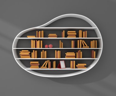 3D render kitap rafı.
